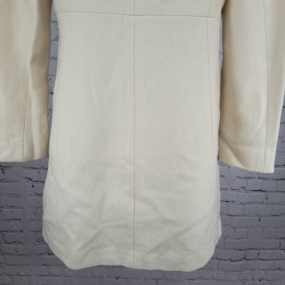 J.CREW Ivory Lady Day Wool Blend Buttoned Pockets Collared Lined Over Coat 2 - Picture 9 of 13